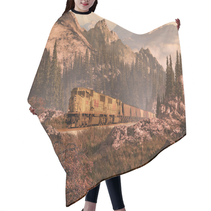 Personality  Diesel Locomotive In The Rockies Hair Cutting Cape