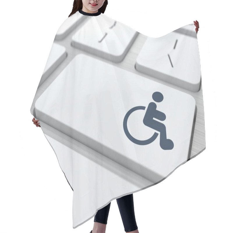 Personality  White Keyboard With Disabled Icon Button. Hair Cutting Cape