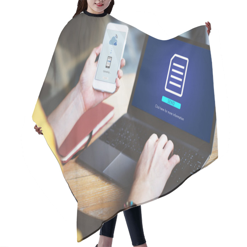 Personality  Woman Browsing Mobile Hair Cutting Cape