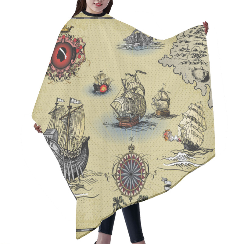 Personality  Antique Map Elements Hair Cutting Cape