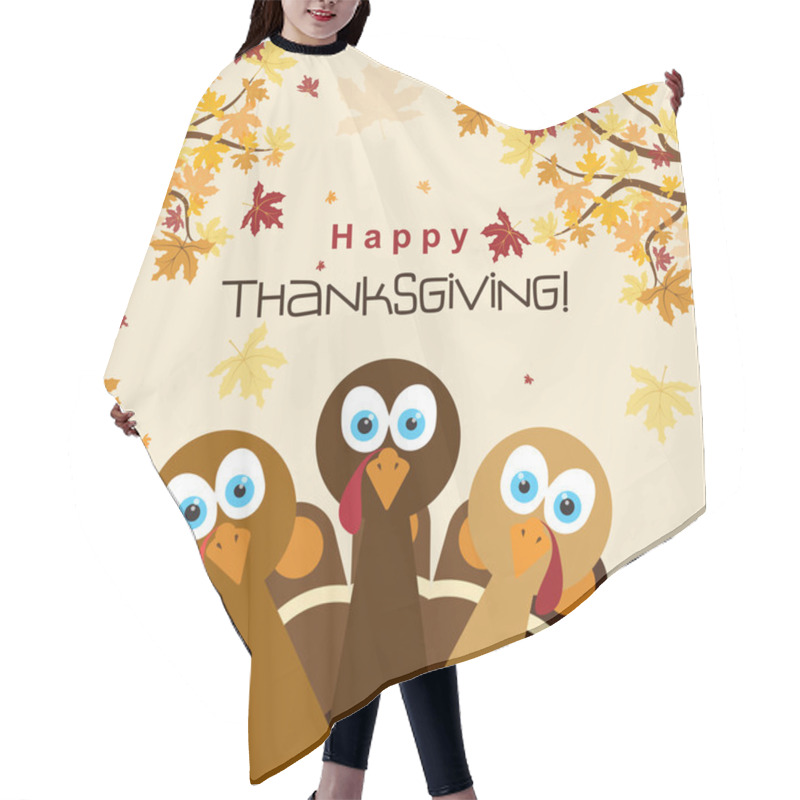 Personality  Template Greeting Card With A Happy Thanksgiving Turkey, Vector  Hair Cutting Cape