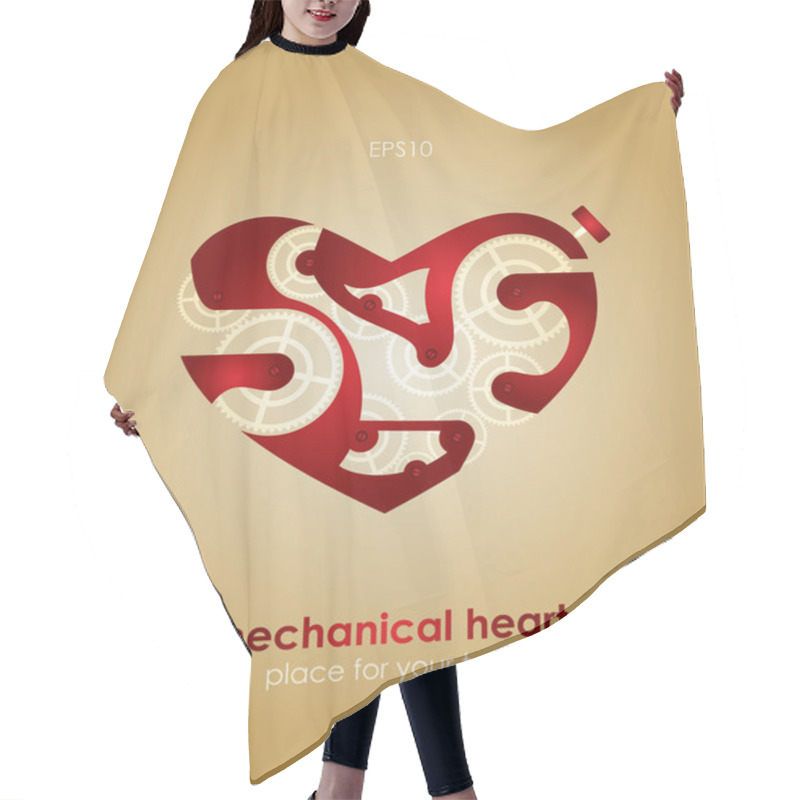 Personality  Mechanical Valentine Heart. Valentine's Day Card. Hair Cutting Cape