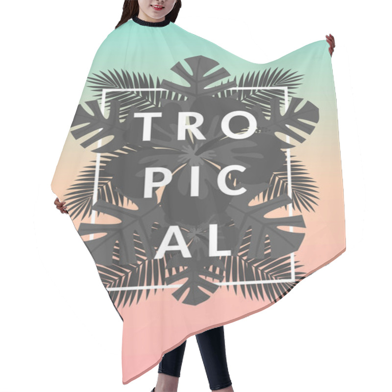 Personality  Typography And Palm Leaves Design Hair Cutting Cape