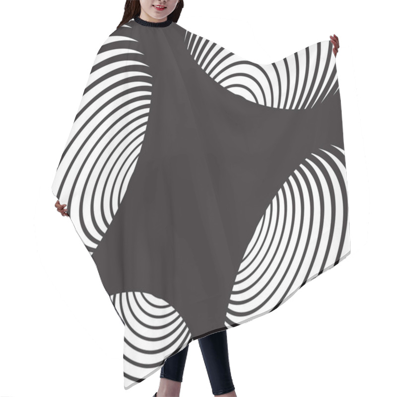 Personality  Black And White Spiral Tunnel  Hair Cutting Cape