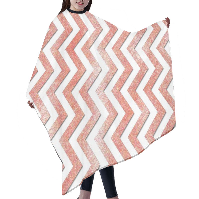 Personality  Grunge Faded Chevron Stripes Red And White Background Zigzag Pattern Hair Cutting Cape