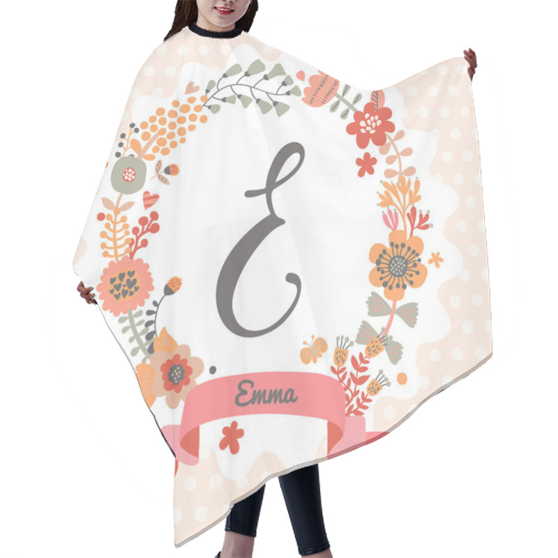 Personality  Floral Wreath With Letter E Hair Cutting Cape