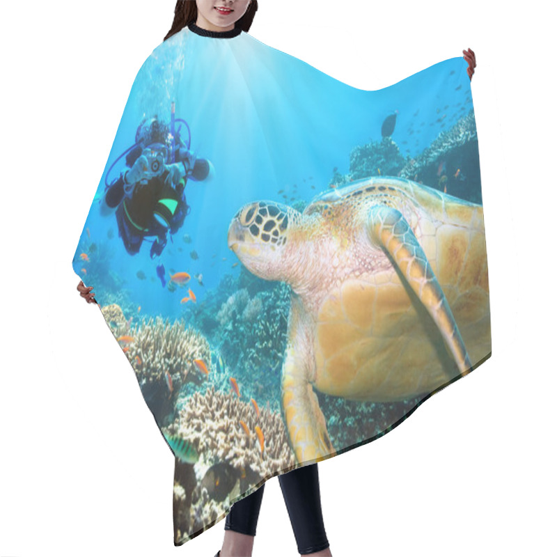 Personality  Green Turtle Underwater Hair Cutting Cape