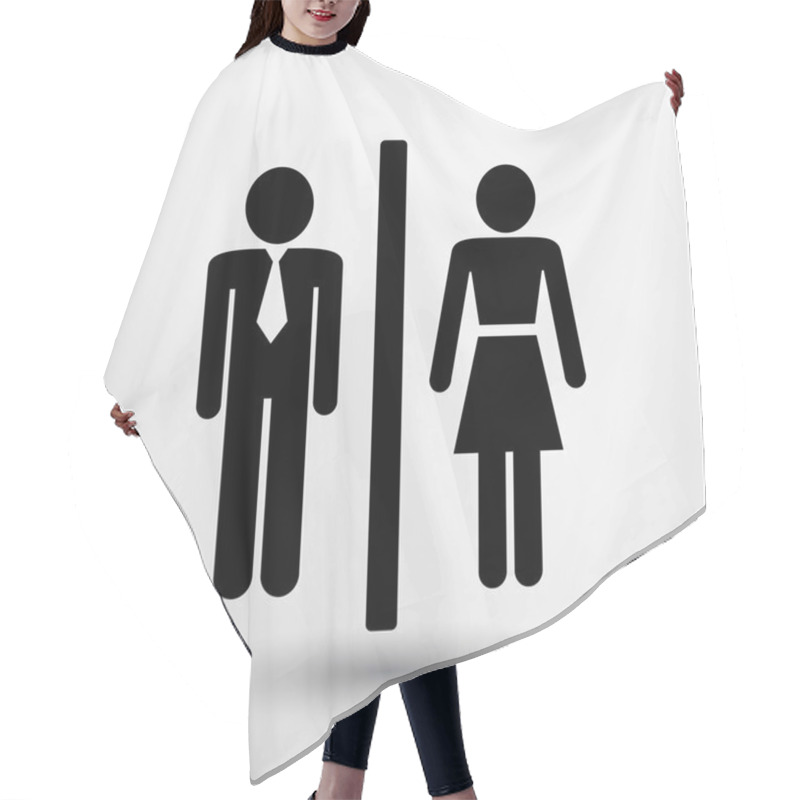 Personality  Man Woman Restroom Sign Icon Vector Button Logo Symbol Concept Hair Cutting Cape