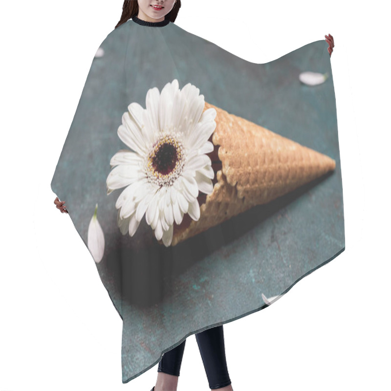 Personality  Chrysanthemum Flower In Waffle Cone  Hair Cutting Cape