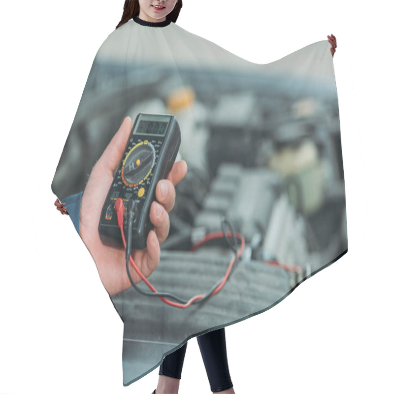 Personality  Automechanic Using Digital Multimeter Hair Cutting Cape