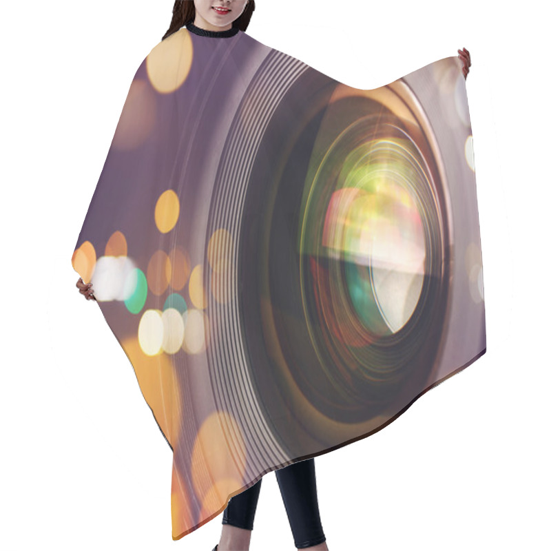 Personality  Photographic Camera Lens With Bokeh Light Hair Cutting Cape