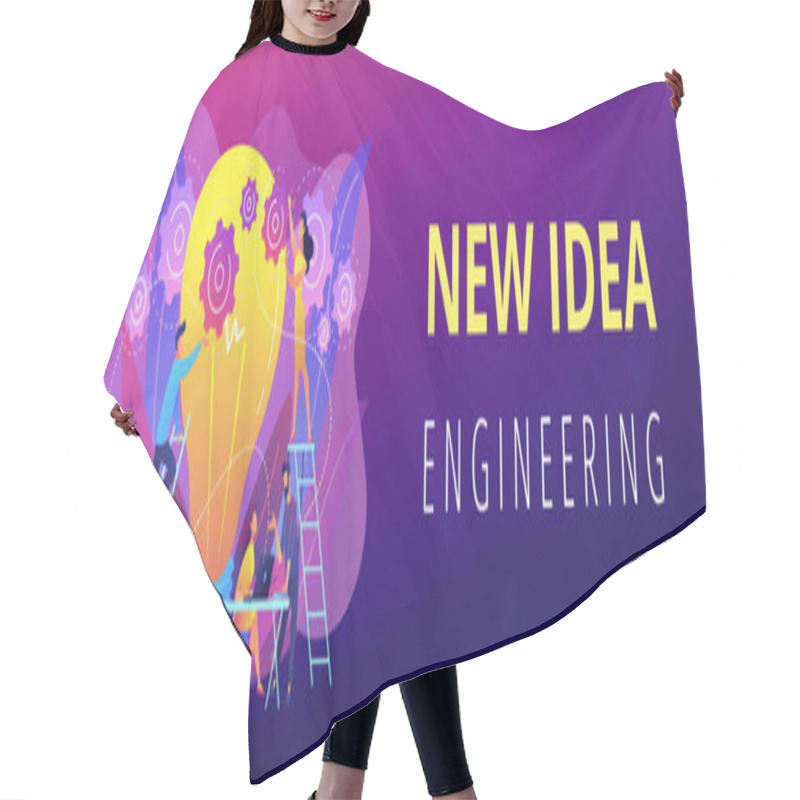 Personality  New Idea Engineering Concept Banner Header. Hair Cutting Cape