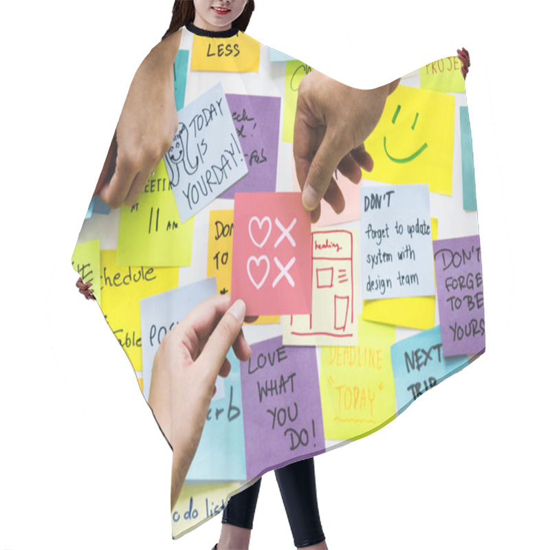 Personality  Messy Sticky Notes And Hearts And Kisses Symbols Hair Cutting Cape