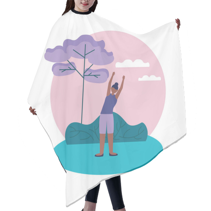 Personality  Girl Doing Yoga Pose Vector Design Hair Cutting Cape