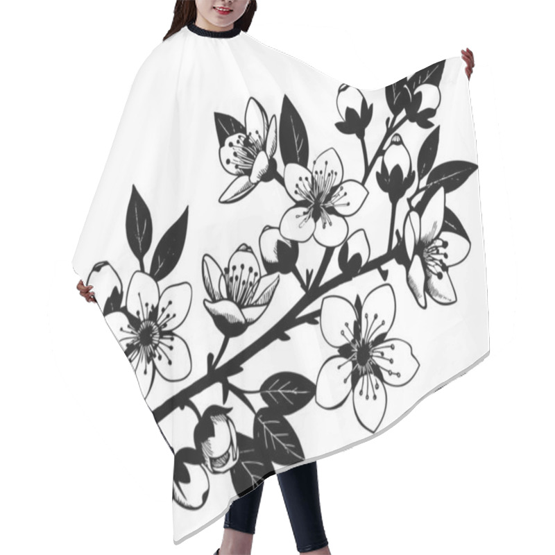 Personality  Hand Drawn Flowers On A White Background Hair Cutting Cape