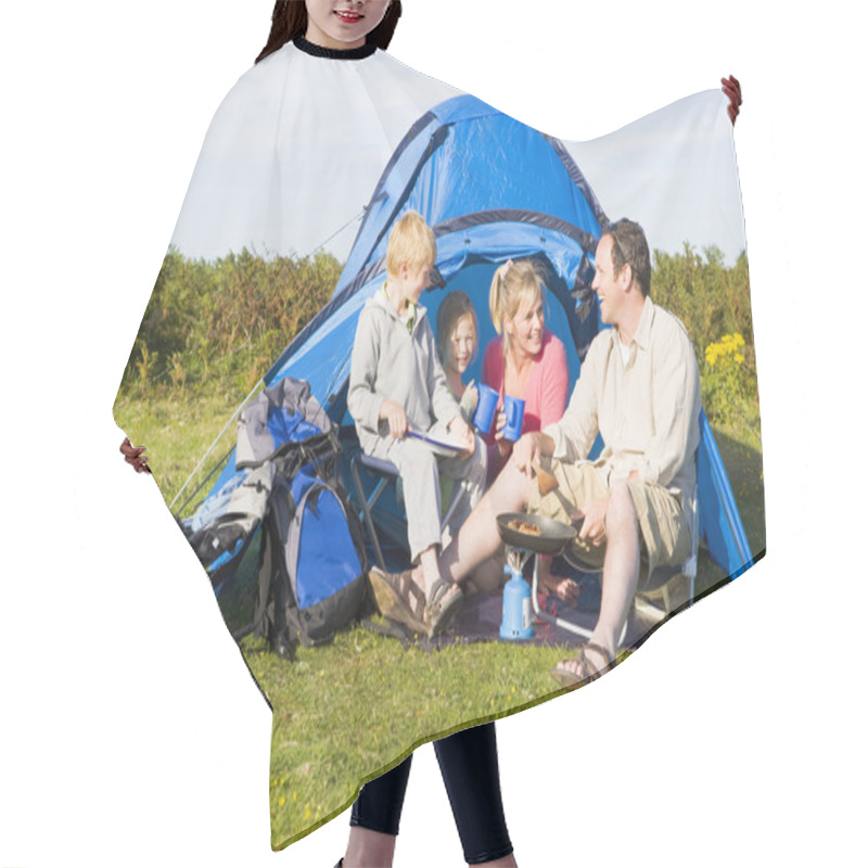 Personality  Family Camping With Tent And Cooking Hair Cutting Cape