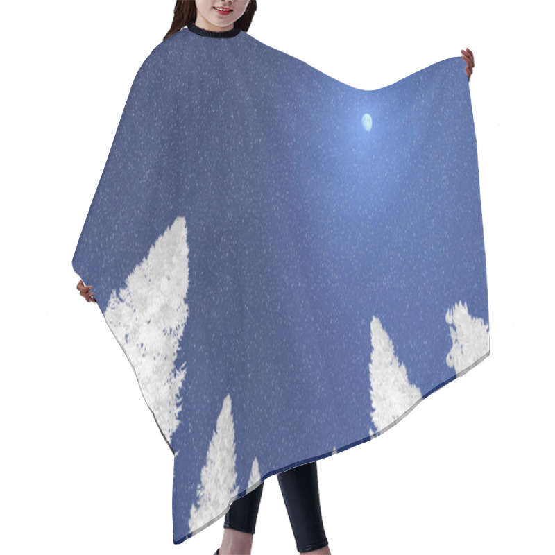 Personality  Snowy Fir Treetops Against Night Sky Look Up Hair Cutting Cape