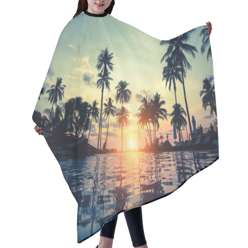 Personality  Beautiful Sunset On Tropical Beach  Hair Cutting Cape