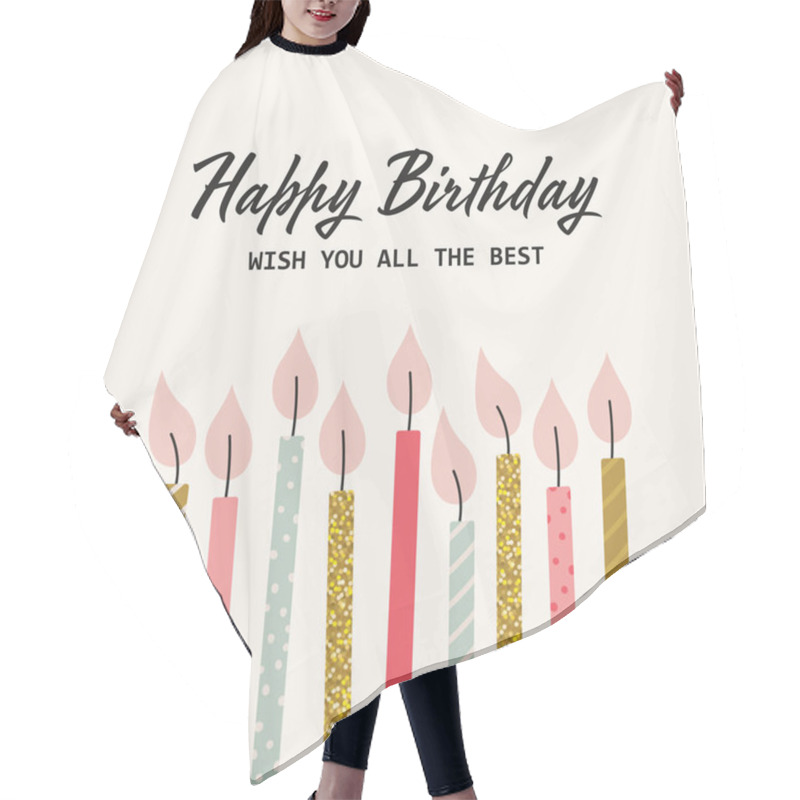 Personality  Happy Birthday Greeting Card With Candles. Vector Illustration In Simple Style Hair Cutting Cape