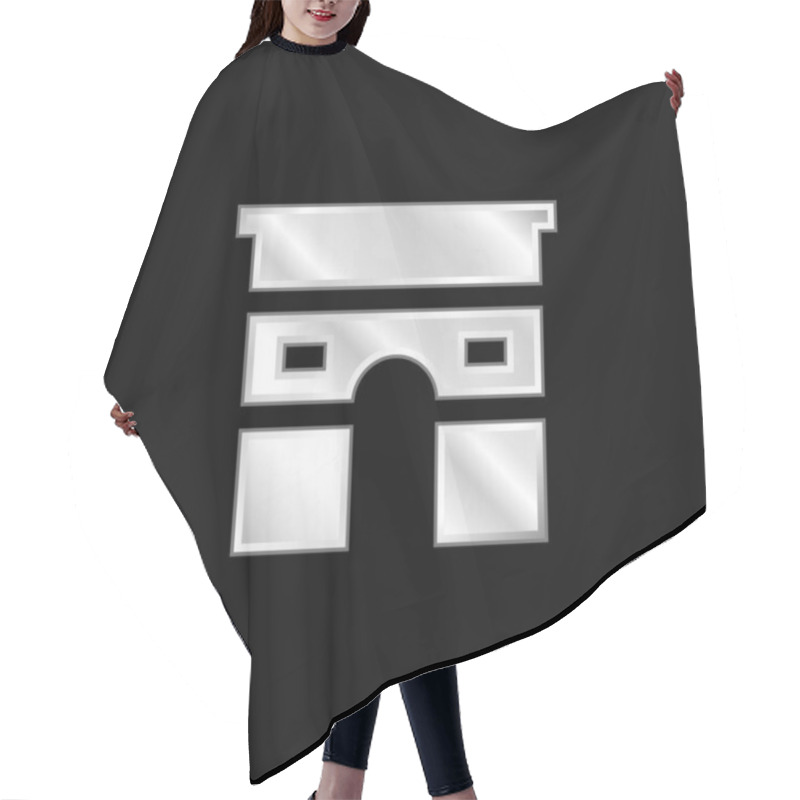 Personality  Arc De Triomphe Silver Plated Metallic Icon Hair Cutting Cape