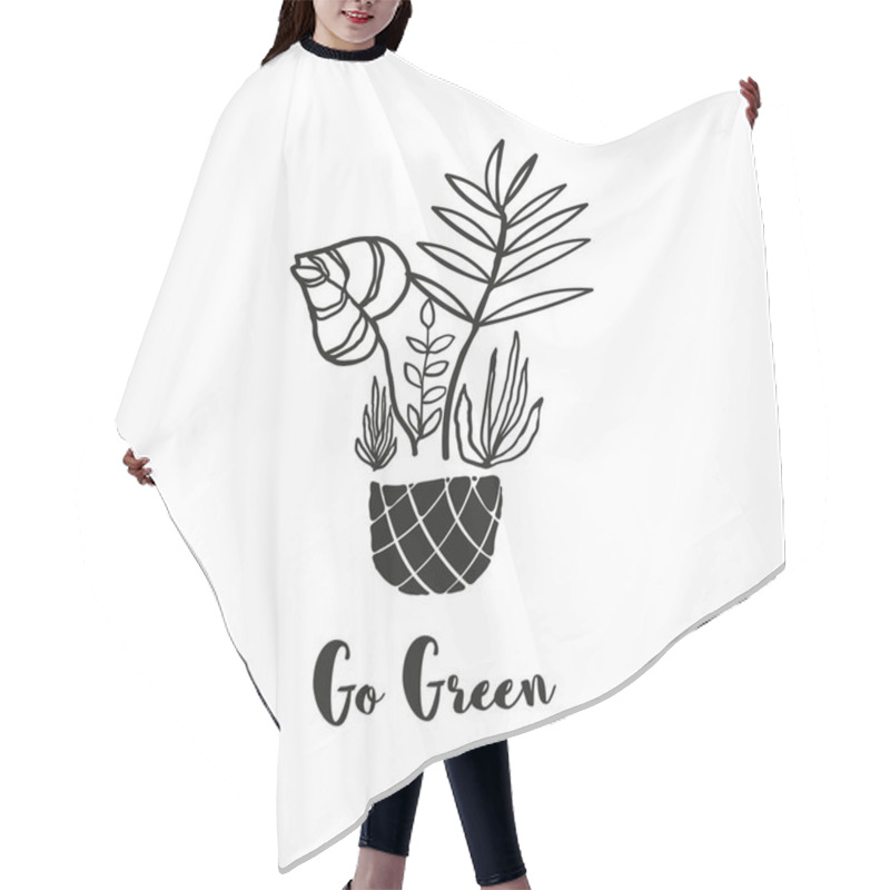 Personality  Hand Drawn Doodle Elements Of Zero Waste Lifestyle. Eco Style Illustration Set Hair Cutting Cape