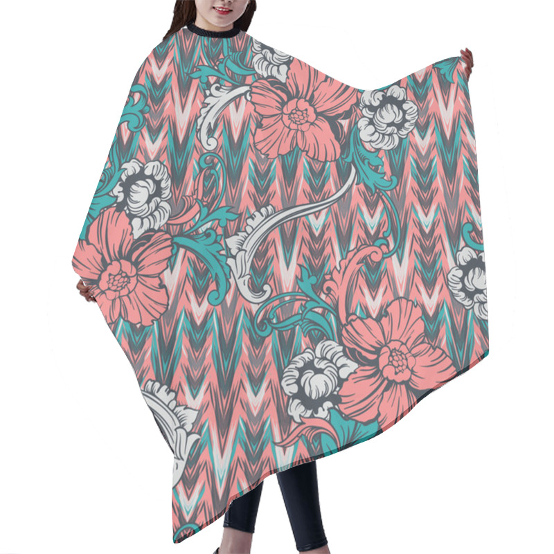 Personality  Eclectic Fabric Seamless Pattern. Hair Cutting Cape