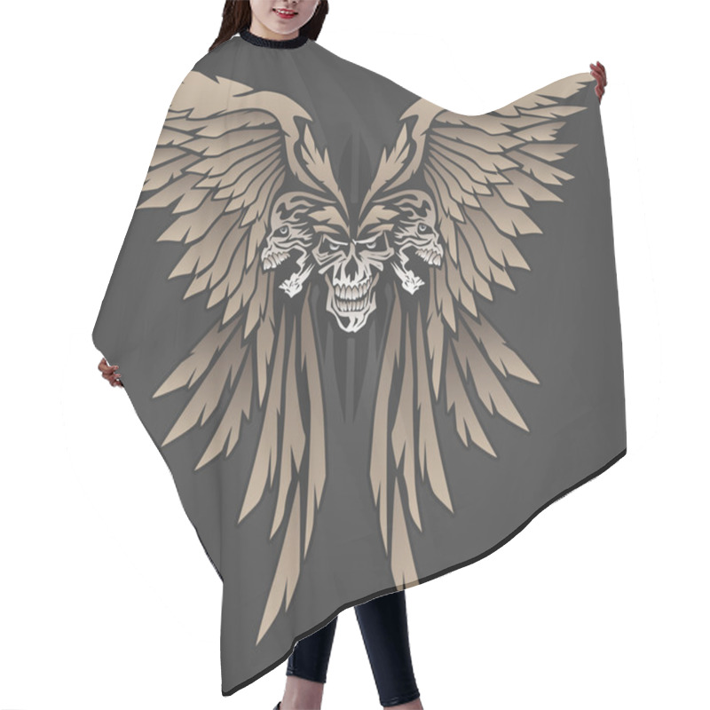 Personality  Three Skulls With Wings Illustration Hair Cutting Cape