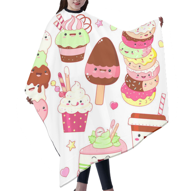 Personality  Set Of Cute Sweet Icons In Kawaii Style  Hair Cutting Cape