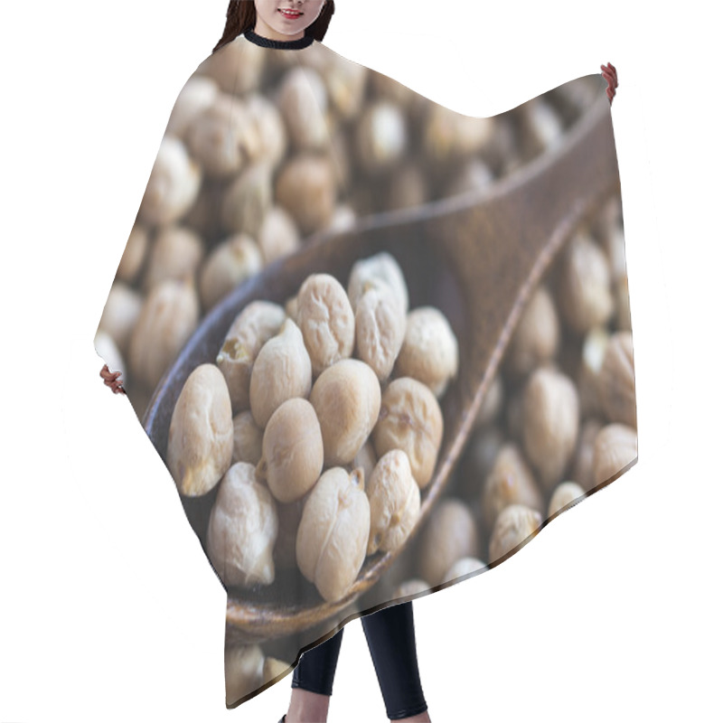 Personality  Chickpeas With A Wooden Spoon, Closeup Shot Hair Cutting Cape