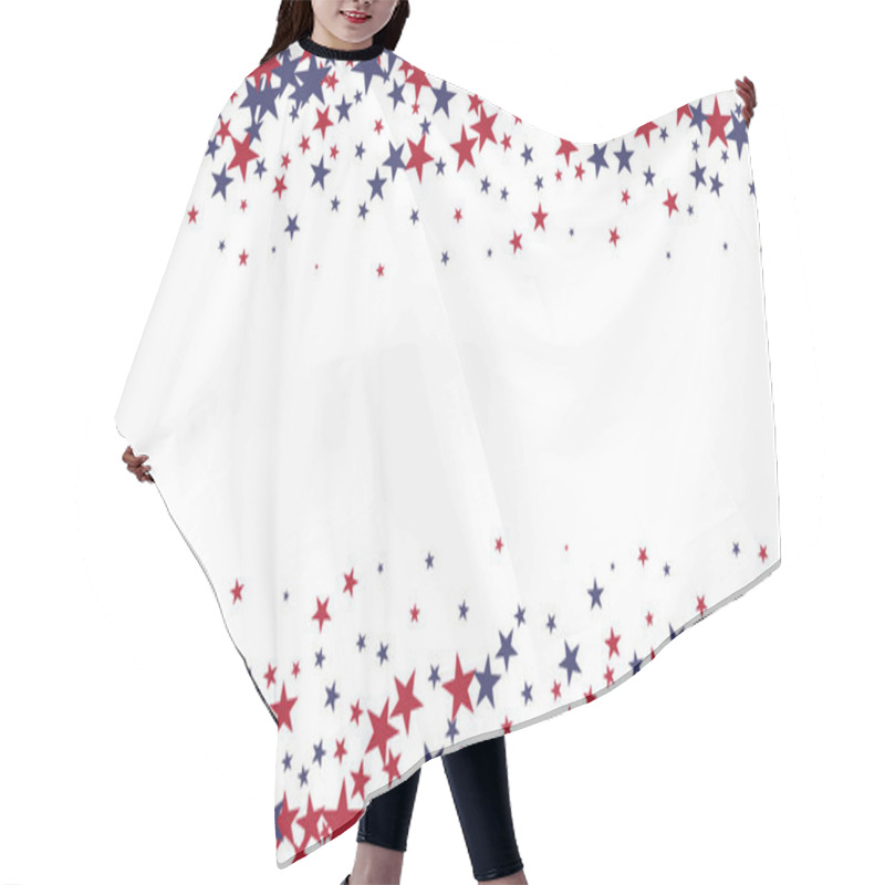 Personality  Colors Of USA Flag Background, Blue And Red Stars Falling. Red And Blue Stars Falling On White Background, Poster With American Color Symbols, Shooting Stars Confetti Hair Cutting Cape