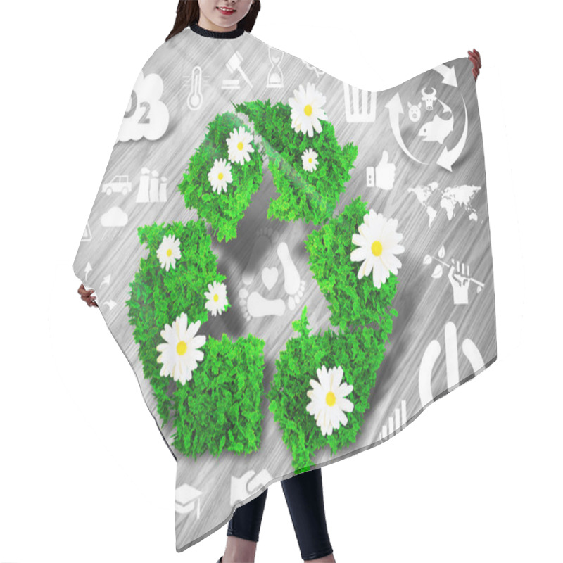 Personality  Green Recycle Sign Hair Cutting Cape