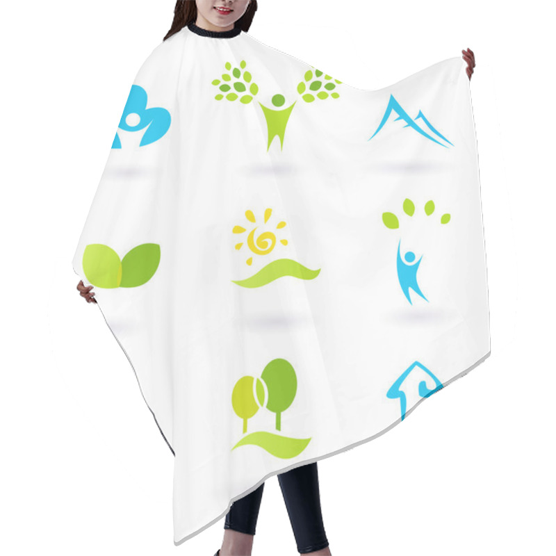 Personality  Nature, Landscape, And Organic Icons And Symbols - Green Hair Cutting Cape