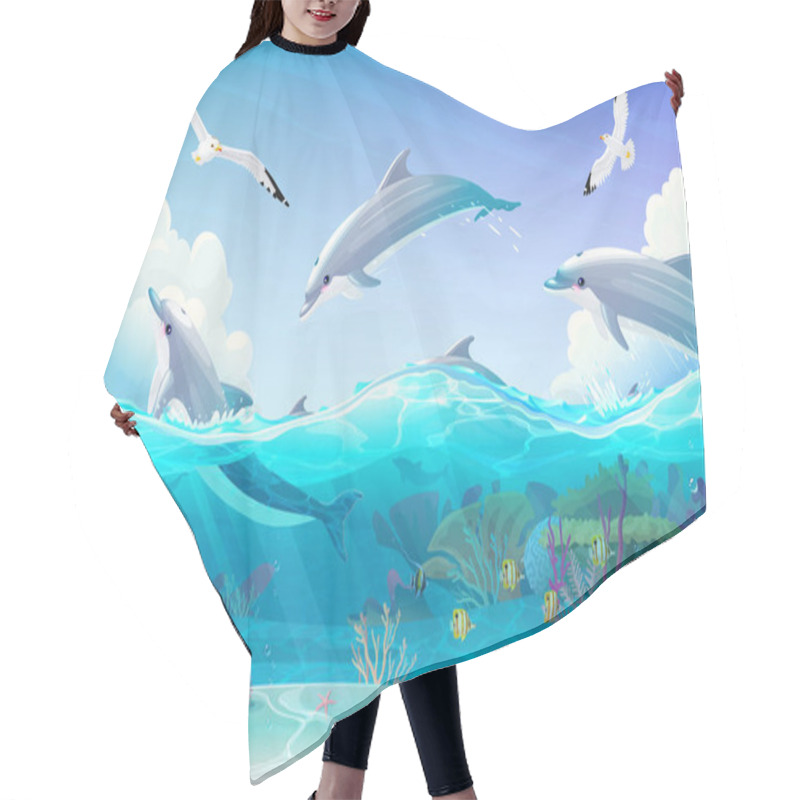 Personality  Vector Cartoon Underwater Sea Clipart Hair Cutting Cape