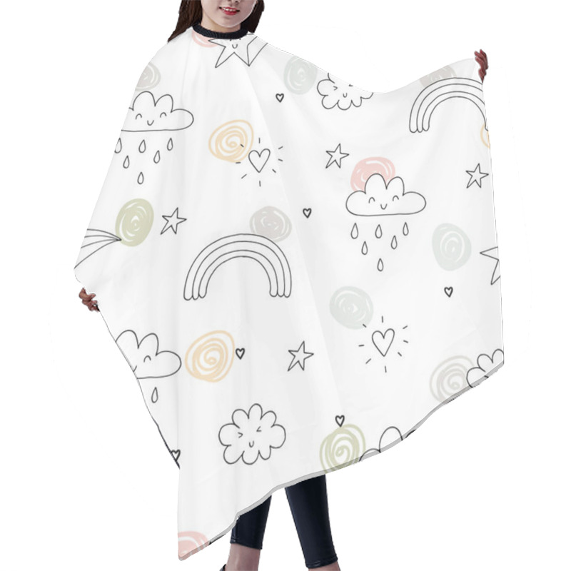 Personality  Seamless Clouds And Stars Pattern Vector Illustration Hair Cutting Cape