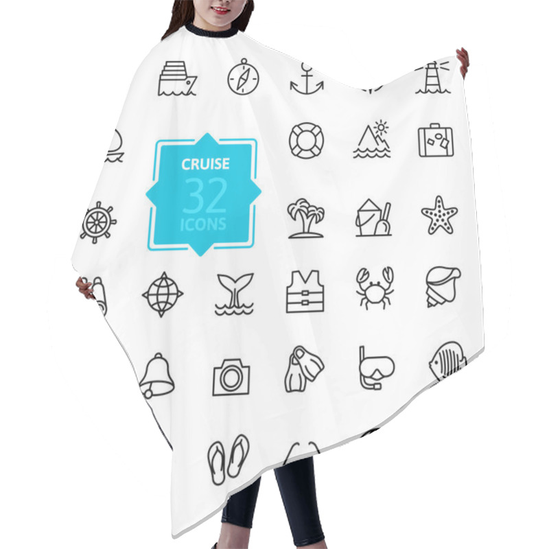 Personality  Outline Web Icon Set - Journey, Vacation, Cruise Hair Cutting Cape