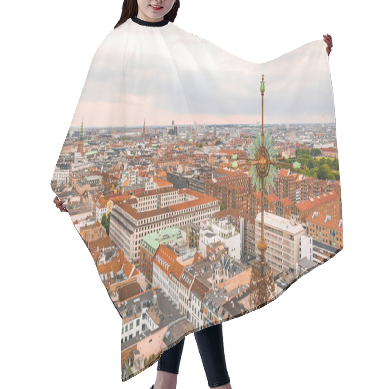 Personality  Aerial View Of The Dome Of Frederik's Church In Copenhagen During Sunset, Denmark. Huge Cross On The Roof. Hair Cutting Cape