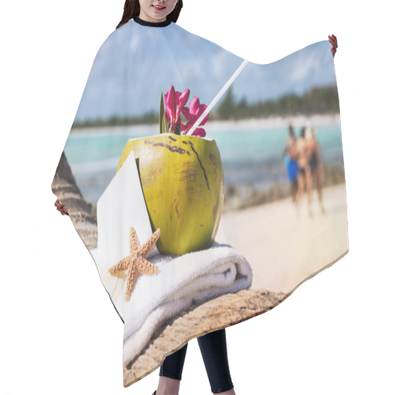 Personality  Caribbean Paradise Beach Coconuts Cocktail Hair Cutting Cape