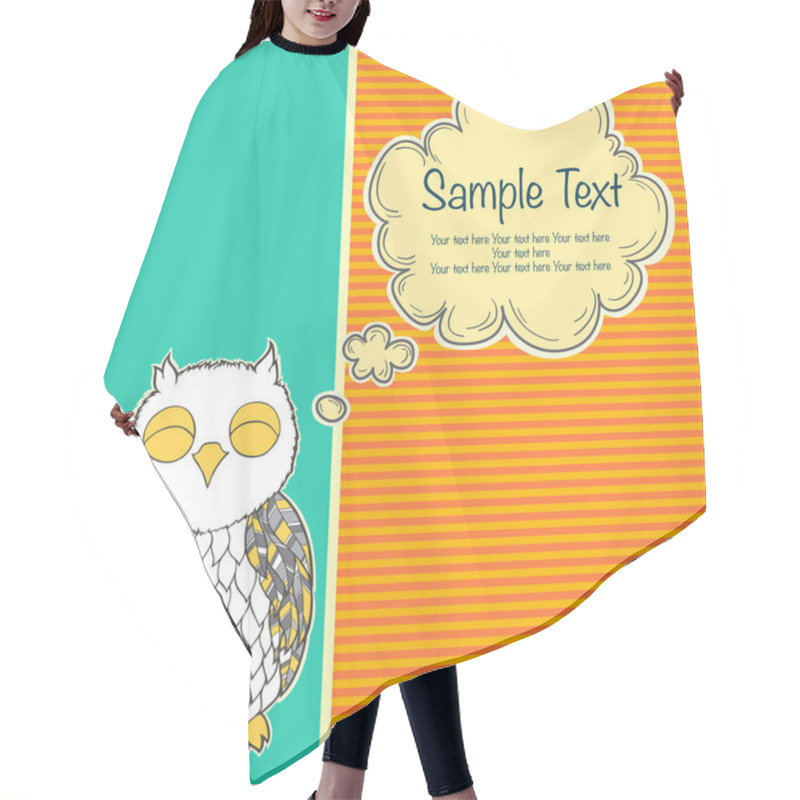 Personality  Card With Owl And Thought Bubble Hair Cutting Cape