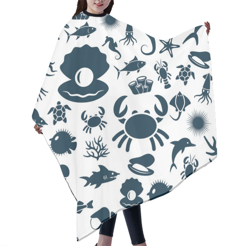 Personality  Sealife Seamless Pattern Hair Cutting Cape