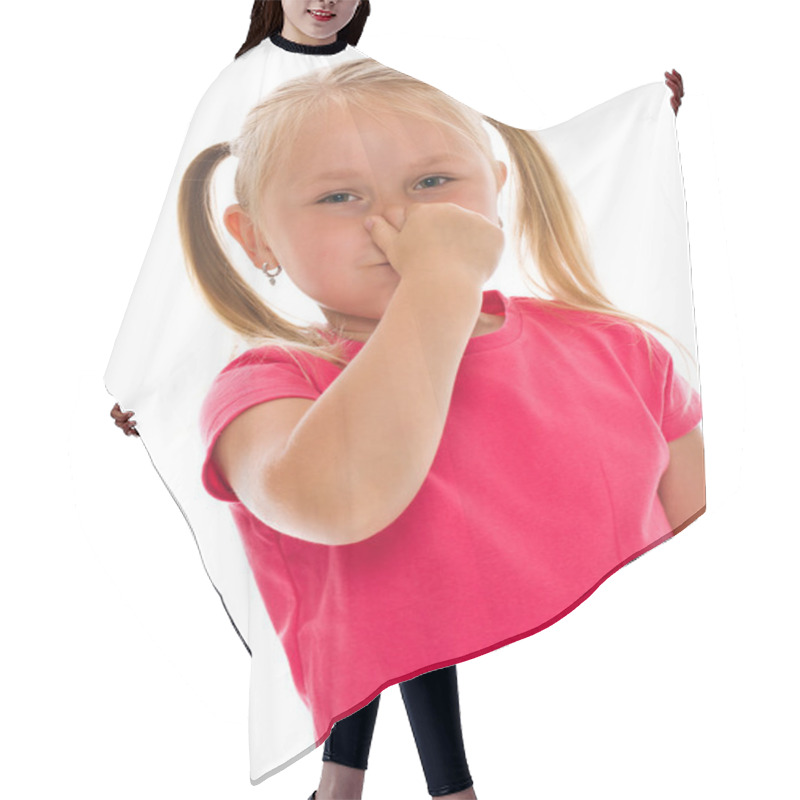 Personality  Little Girl Covering Nose Hair Cutting Cape