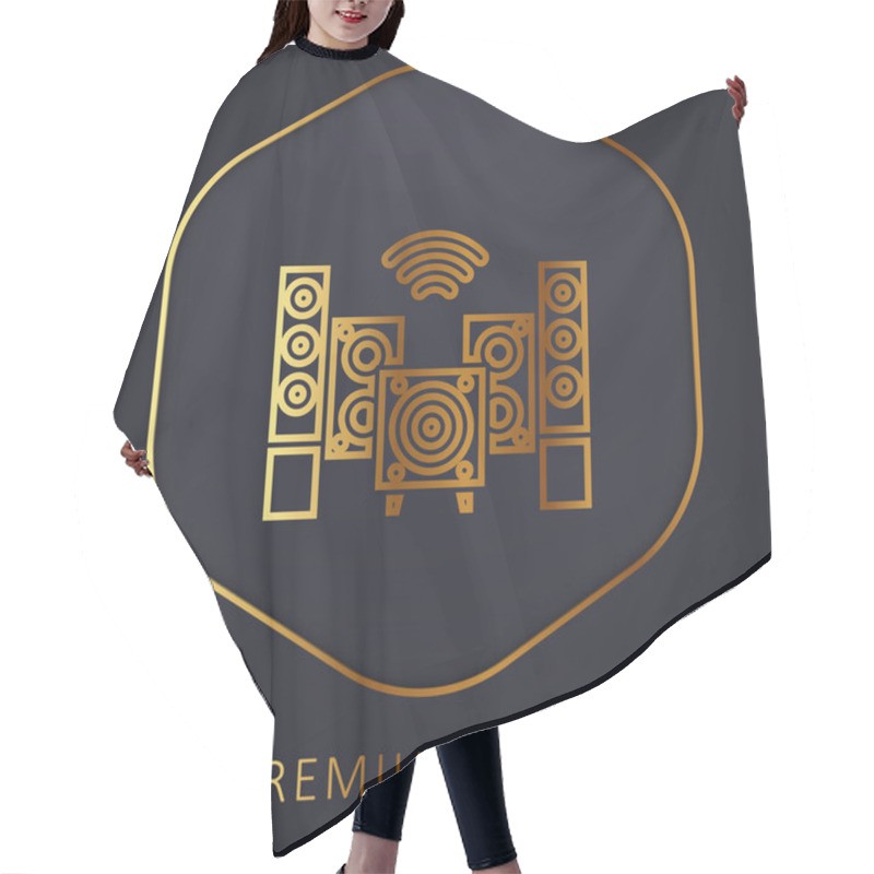 Personality  Audio Golden Line Premium Logo Or Icon Hair Cutting Cape