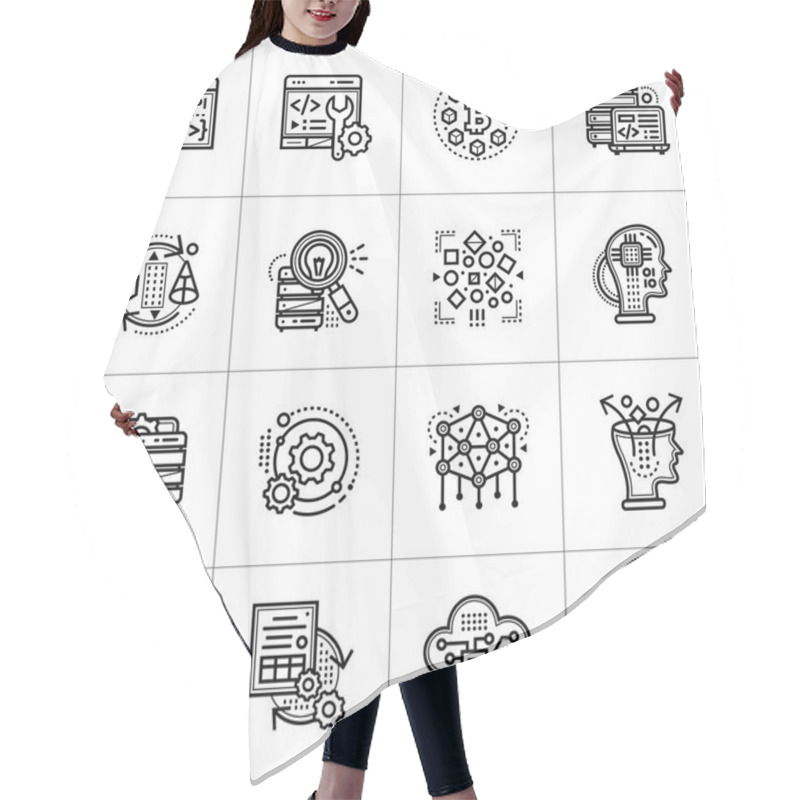 Personality  Linear Icon Set Of Data Science Technology And Machine Learning  Hair Cutting Cape