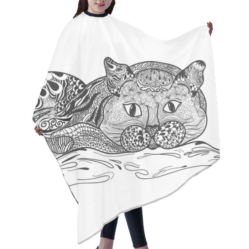 Personality  Cat Doodle Illustration Hair Cutting Cape