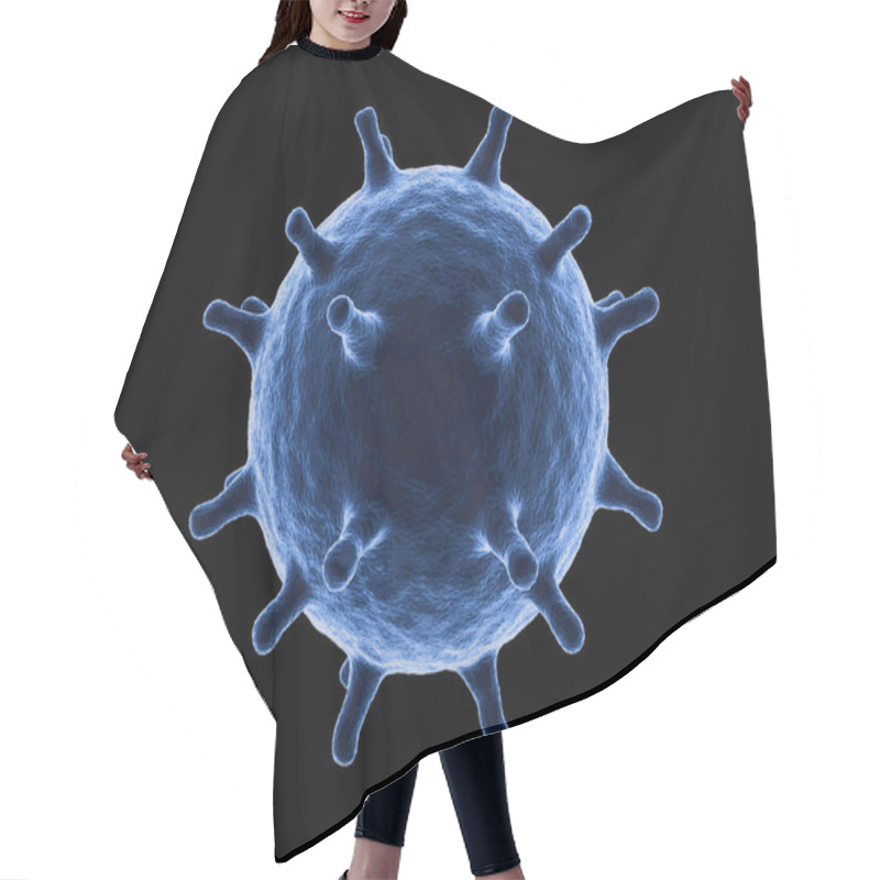 Personality  Coronavirus Cells Or Bacteria Molecule. Virus Covid-19. Virus Isolated On Black. Bacteria, Cell Infected Organism. 3d Rendering Hair Cutting Cape