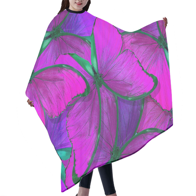 Personality  Soft Purple Natural Textural Background. Wings Of A Butterfly Morpho. Flight Of Bright Butterflies Abstract Background. Hair Cutting Cape