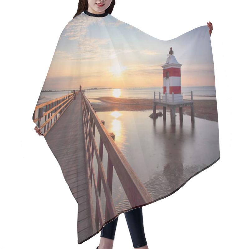 Personality  Italy Beach - Lignano Sabbiadoro Lighthouse With Beach At Sunris Hair Cutting Cape