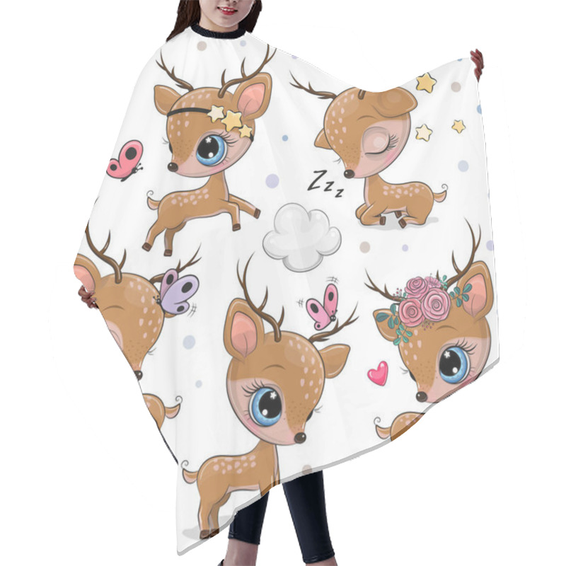 Personality  Cute Cartoon Deer Isolated On A White Background Hair Cutting Cape