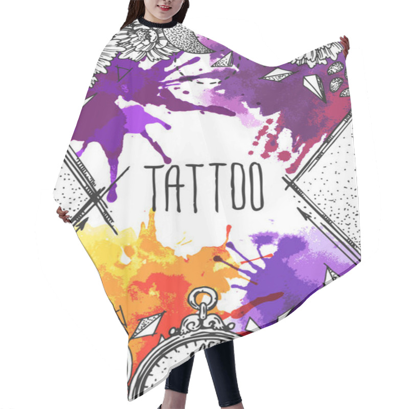 Personality  Tattoo Style Illustration Hair Cutting Cape