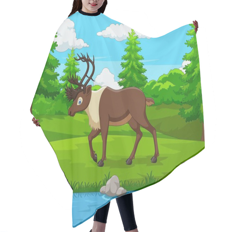 Personality  Cartoon Elk In The Forest Hair Cutting Cape