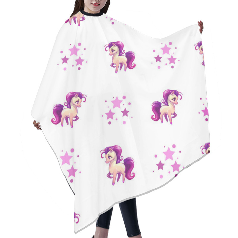 Personality  Cute Seamless Pattern With Little Cartoon Horse Hair Cutting Cape